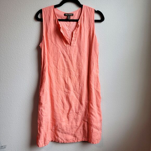 Tommy Bahama 100% Linen Coral Shift Dress With Pockets Womens Sz S/P - Picture 1 of 6